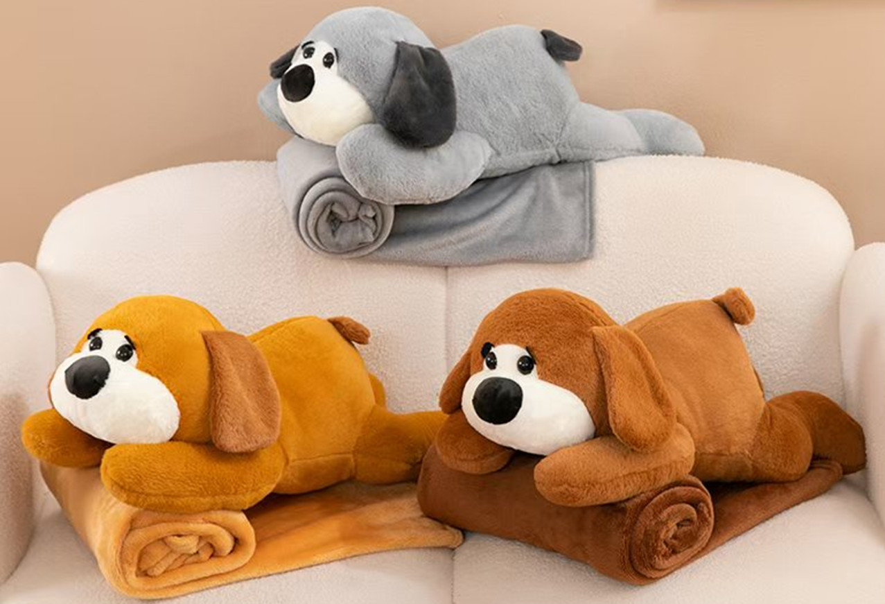 Eyelid Dog Plush Toy Blanket