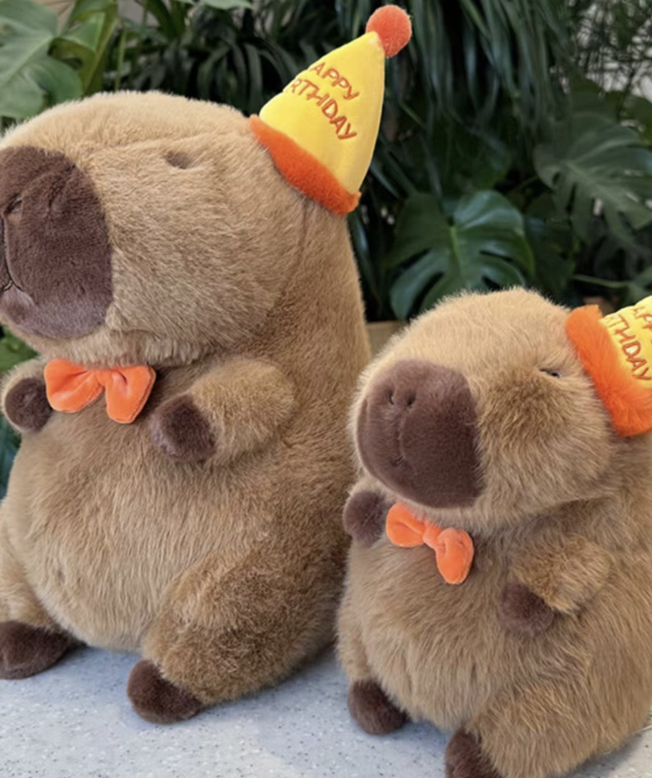 Birthday Hat Capybara Plush Toy Stuffed Animal Toys