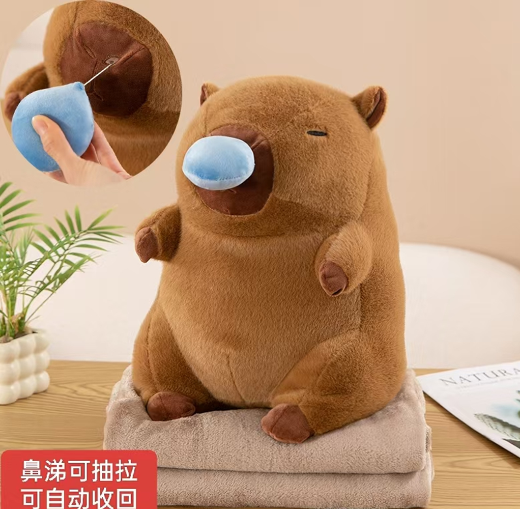 Snotty Capybara Plush Toy Blanket