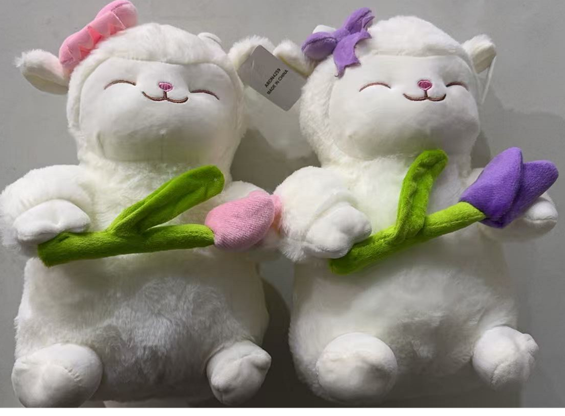 Tulip Holding Sheep Plush Toy Stuffed Animal Toys