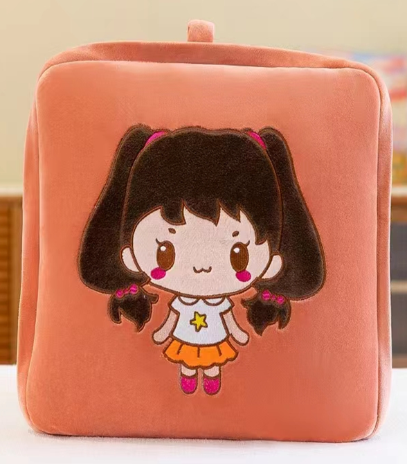 Square Girl Plush Toy Blanket