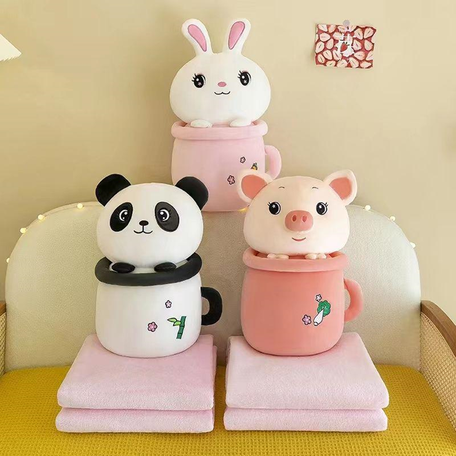 Tea Cup Animal Plush Toy Blanket