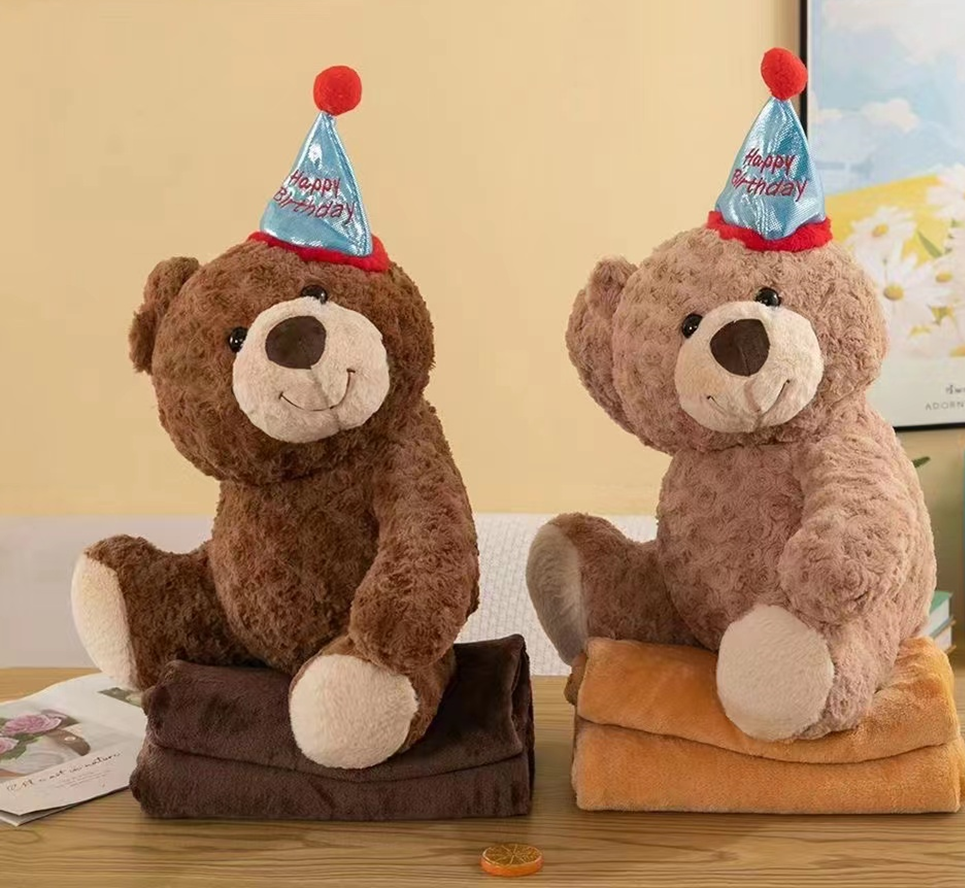 Christmas Bear Plush Toy Blanket