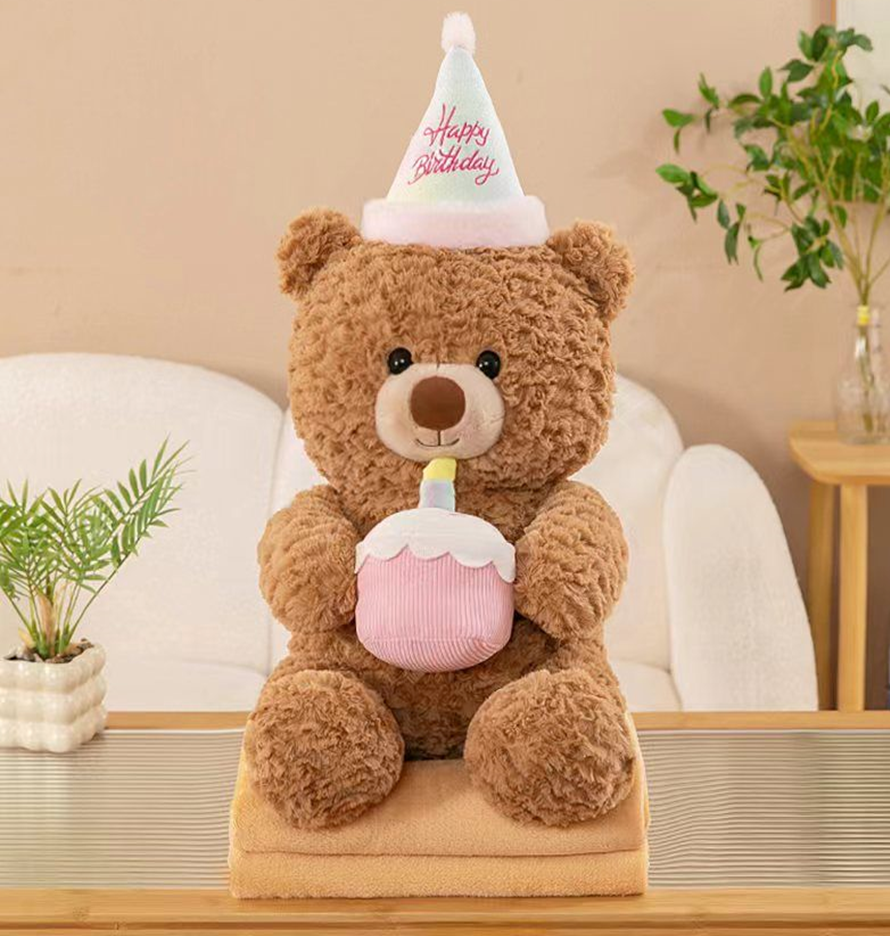 Birthday Bear Plush Toy Blanket