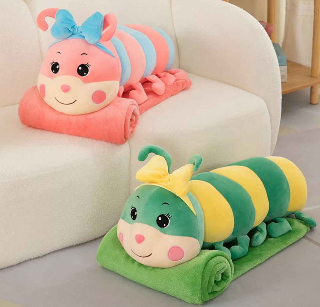 Bow Tie Caterpillar Plush Toy Blanket