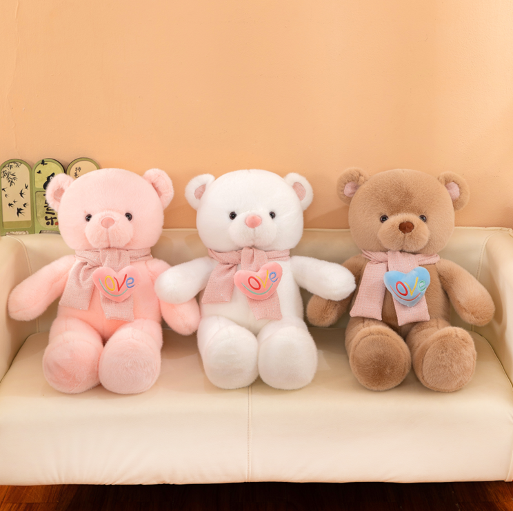 Golden Mink Heart Scarf Bear