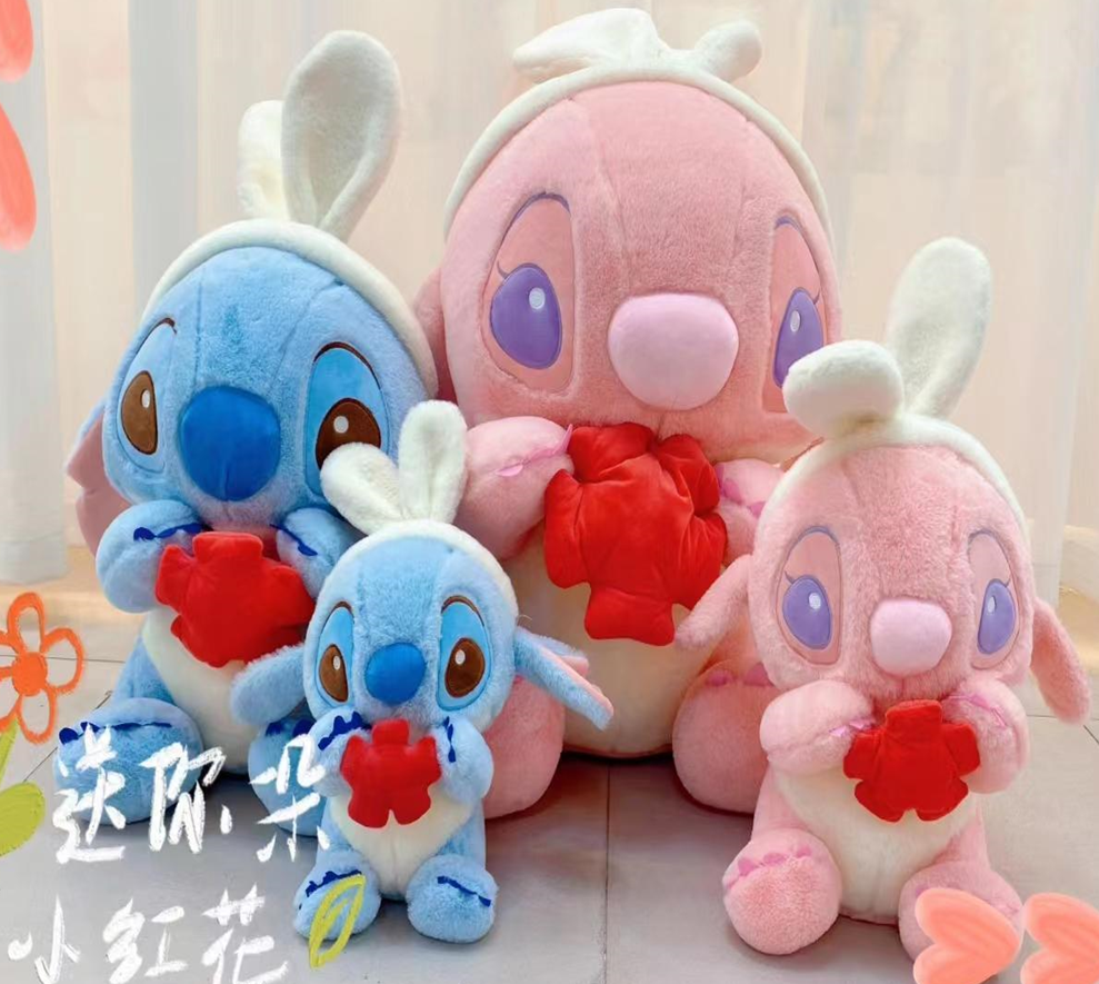 Flower Holding Stitch Plush Toy Stuffed Animal Toys
