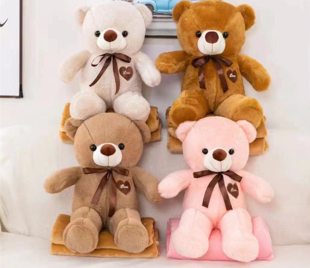 Ribbon Bear Plush Blanket