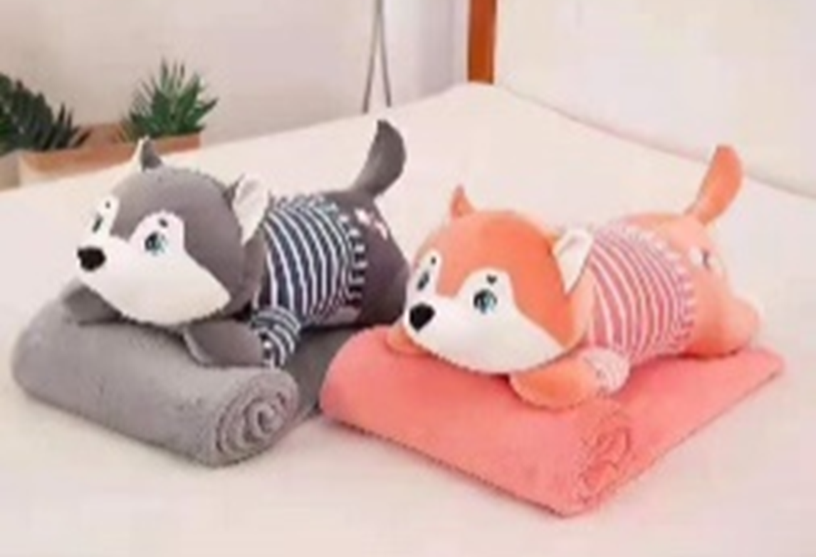 Lying Husky Plush Toy Blanket