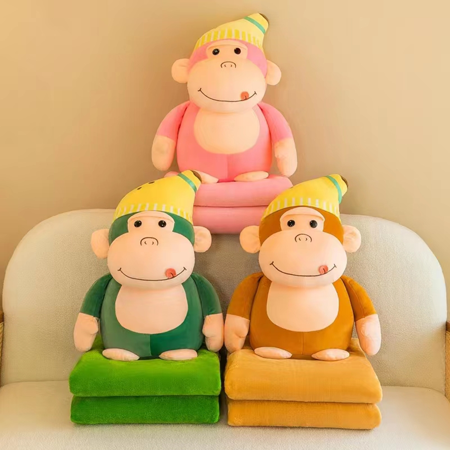 Banana Monkey Plush Toy Blanket