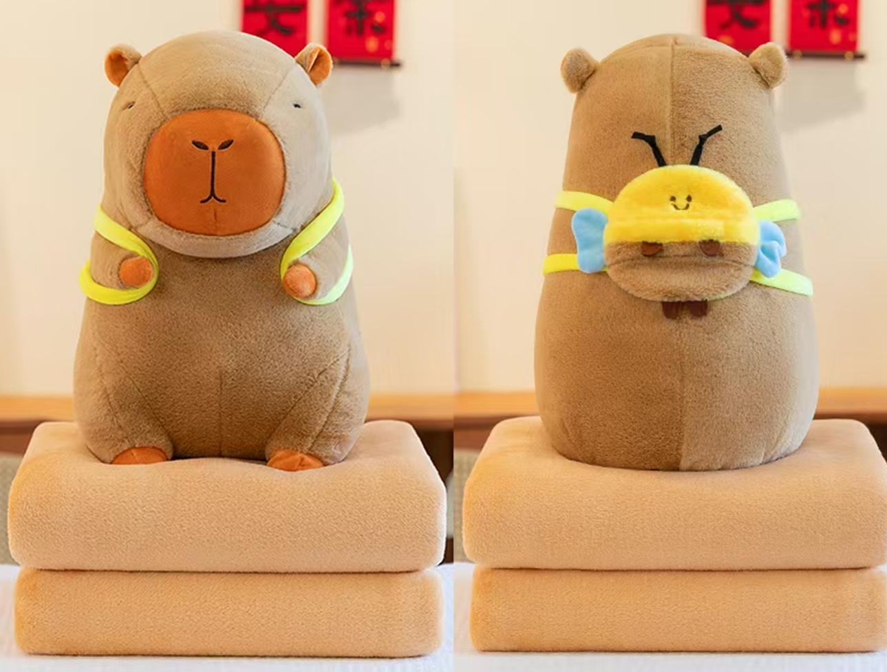 Bee Backpack Capybara Plush Toy Blanket