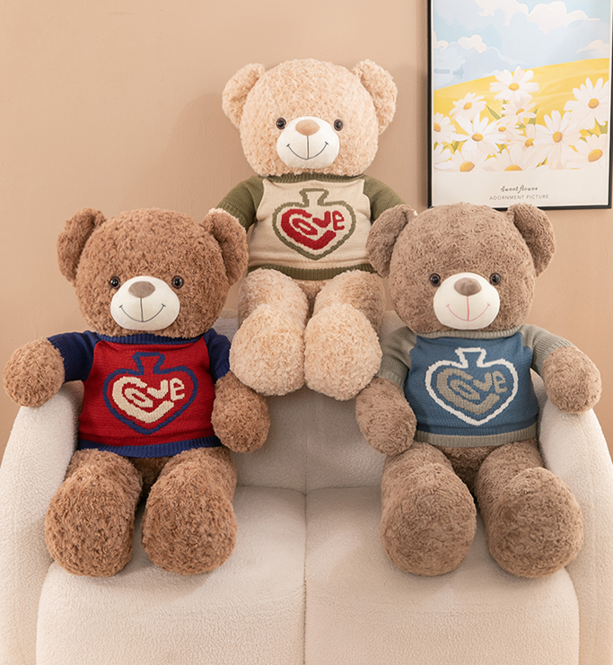 Peach Heart Sweater Bear
