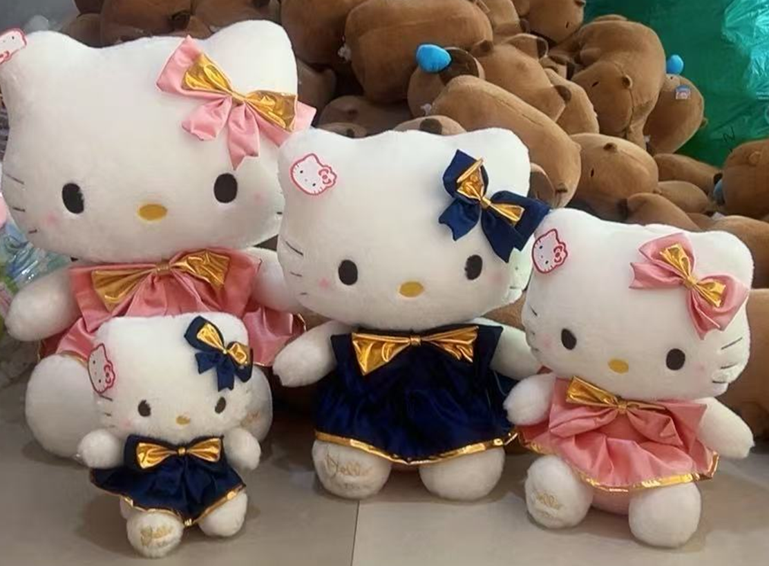Double Bow Kitty Cat Plush Toy Stuffed Animal Toys