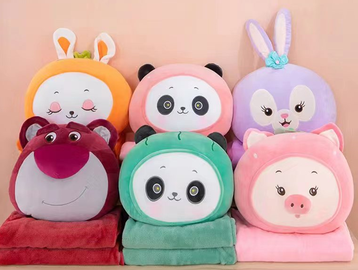 Animal Mixed Style Plush Toy Blanket