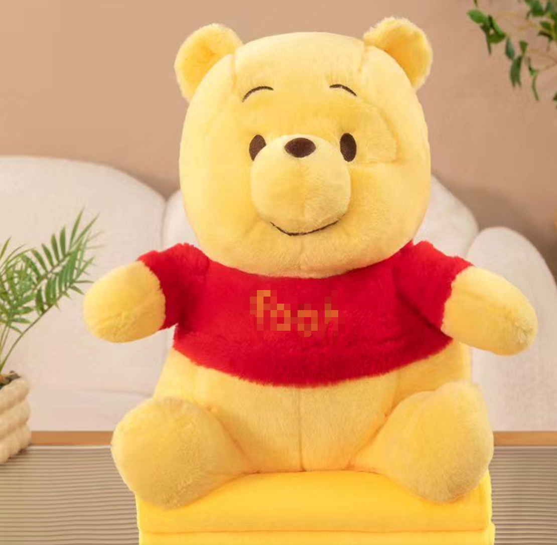 Sitting Winnie Bear Plush Toy Blanket