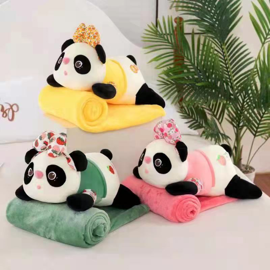 Lying Panda Plush Toy Blanket
