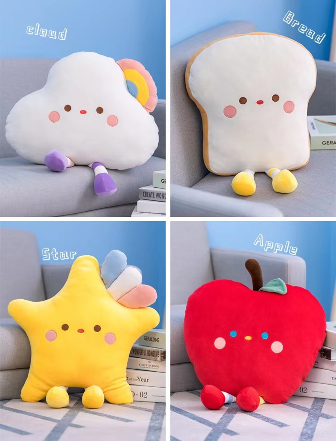 Cloud Star Apple Bread Plush Pillow