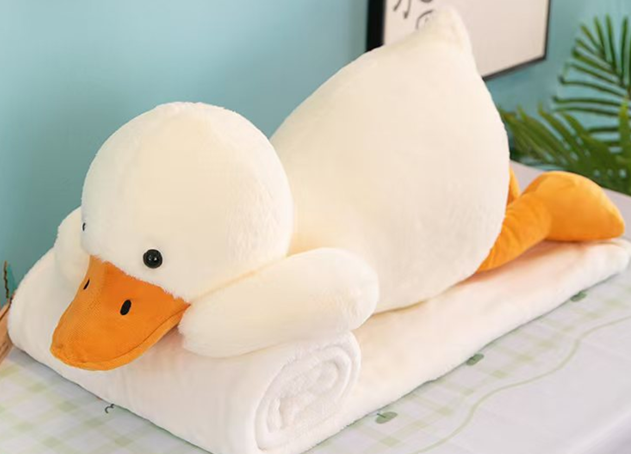 Big White Duck Plush Toy Blanket