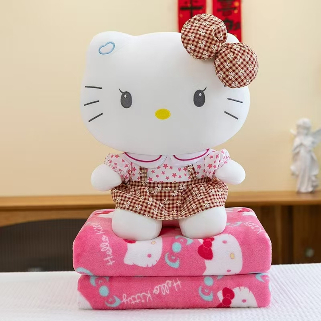 Suspender KT Cat Plush Toy Blanket