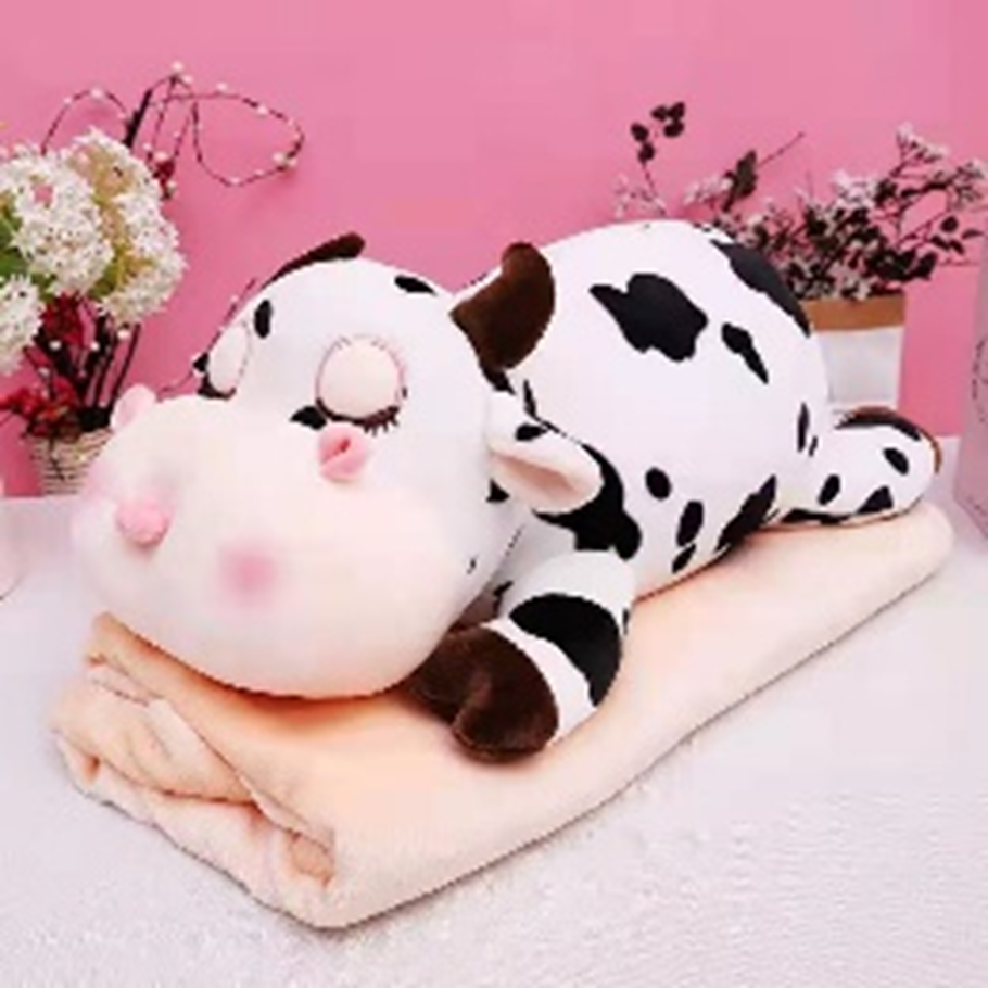 Lying Cow Plush Toy Blanket
