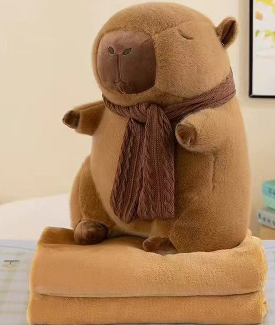 Scarf Capybara Plush Toy Blanket