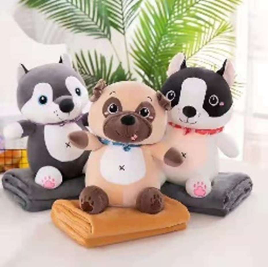 Three Dogs Plush Toy Blanket
