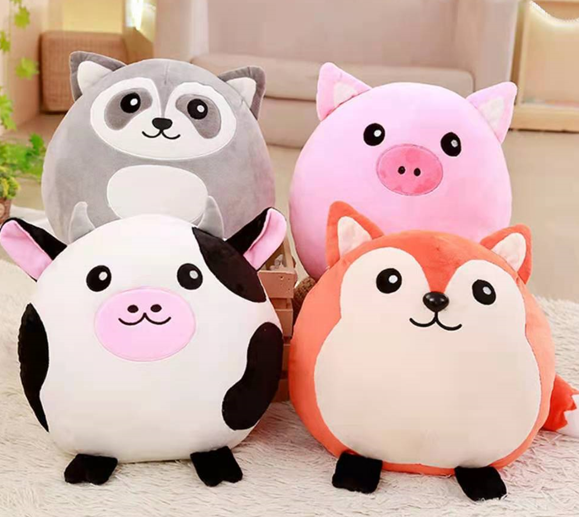 Animal Cow Fox Pig Raccoon Plush Pillow