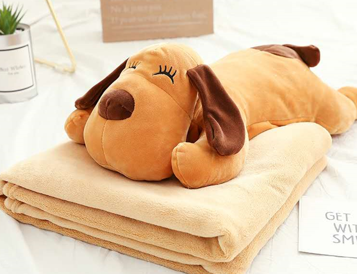 Lying Dog Plush Toy Blanket