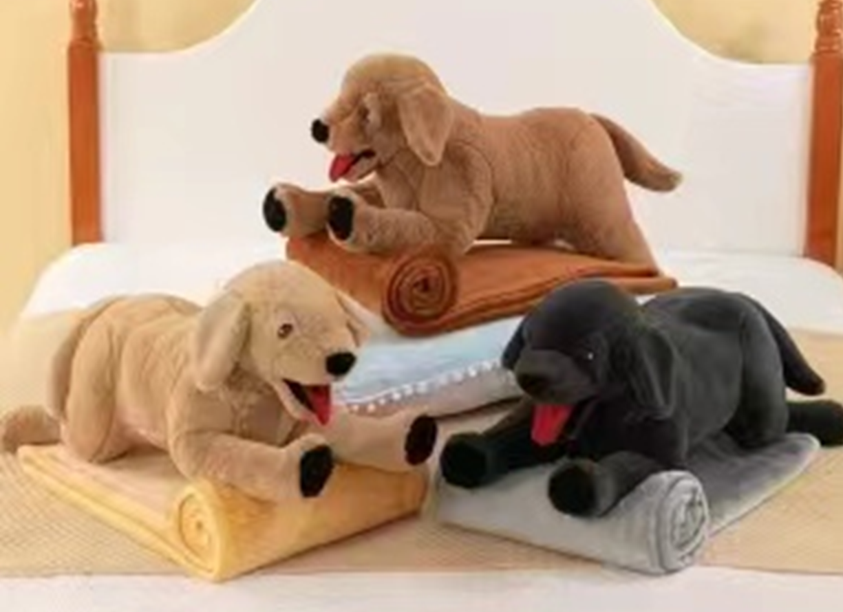 Lying Dog 1 Plush Toy Blanket
