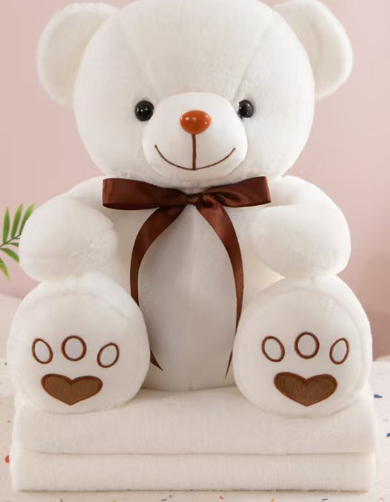 Bow Tie Bear Plush Toy Blanket