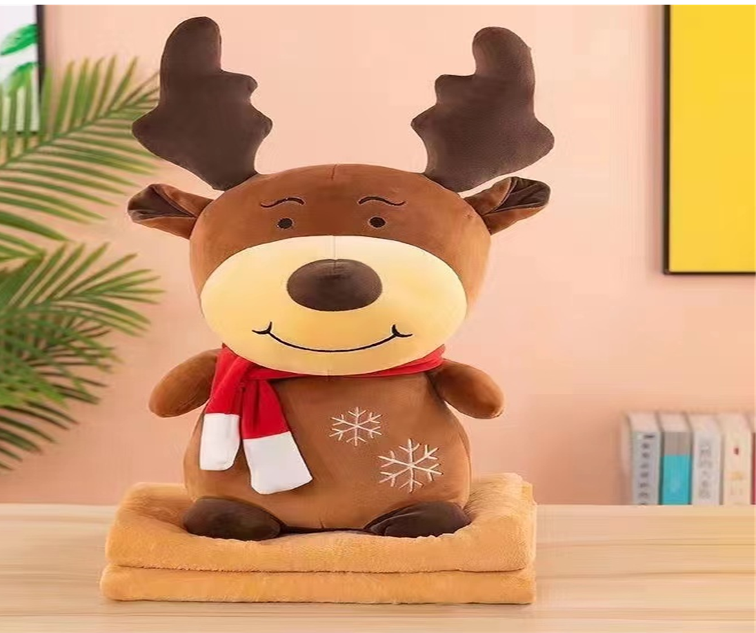 Four-Way Stretch Christmas Deer Plush Blanket
