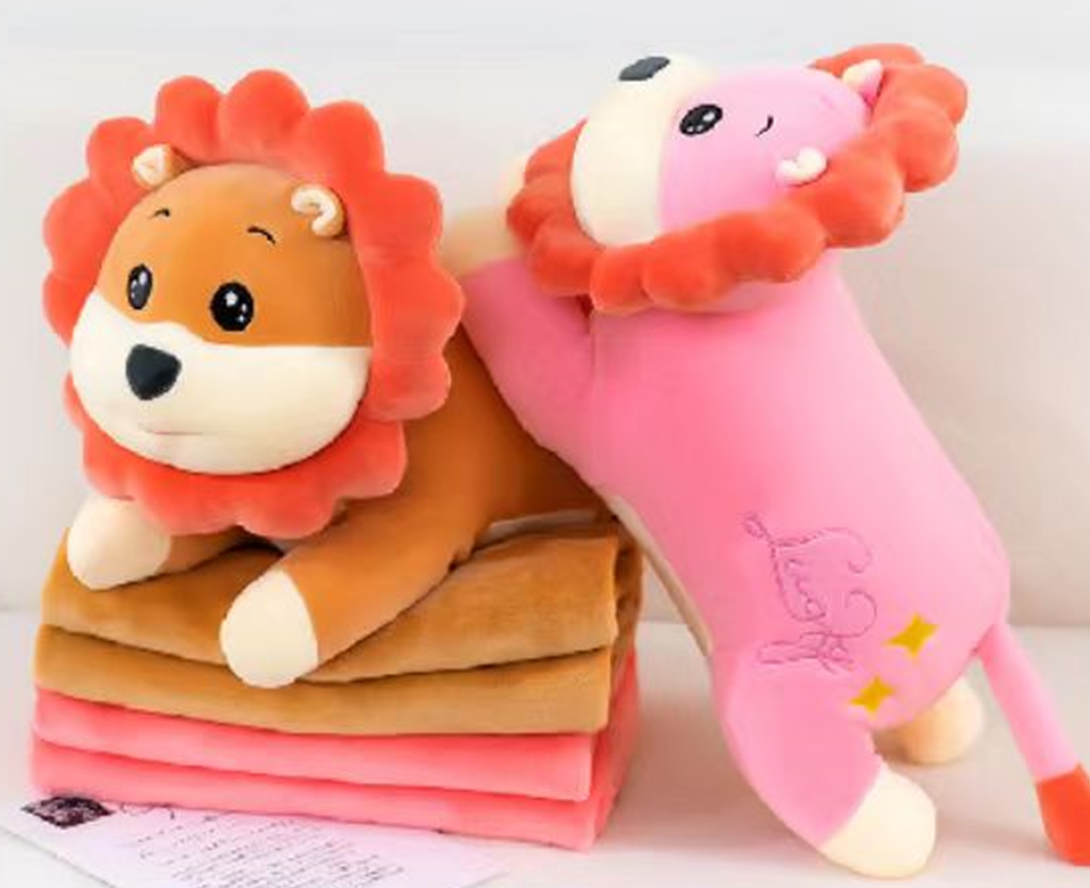 Lying Lion Plush Toy Blanket
