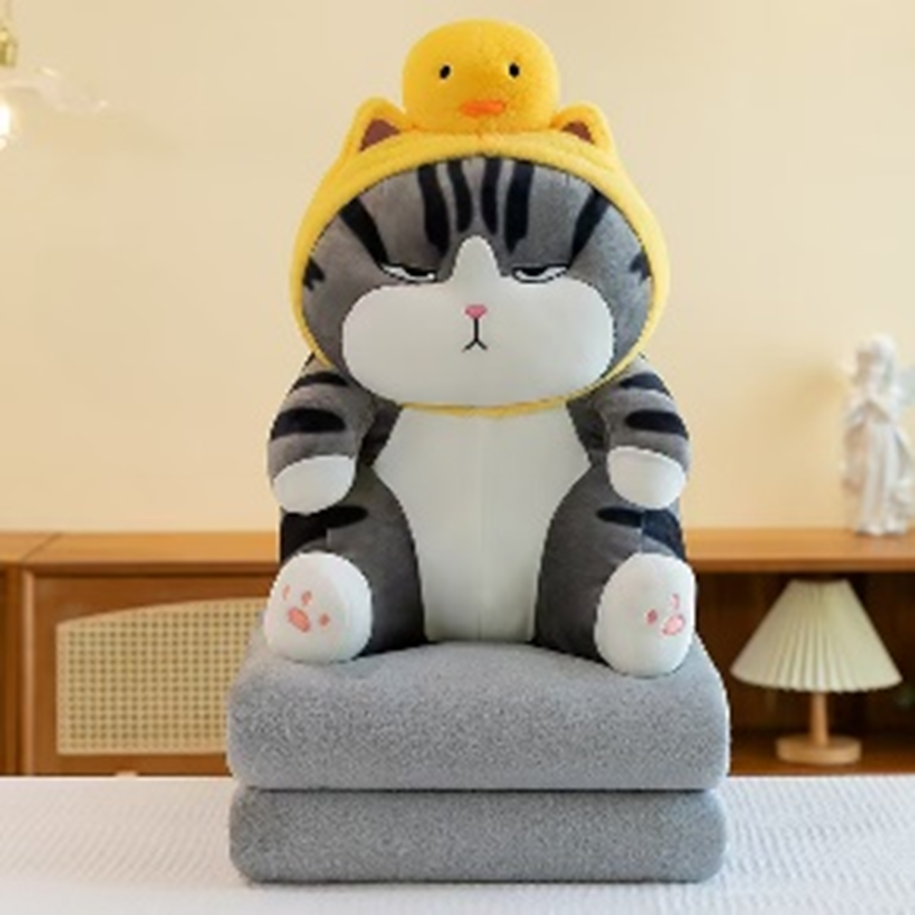 Sitting Wu Huang Cat Plush Toy Blanket