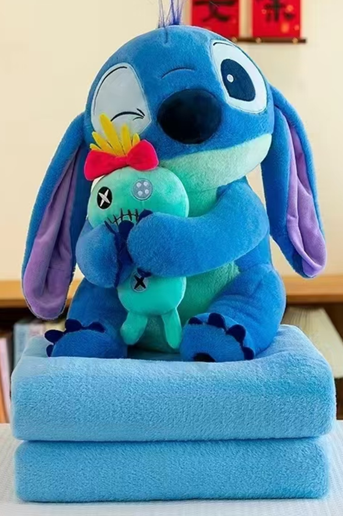 Holding Monster Stitch Plush Toy Blanket