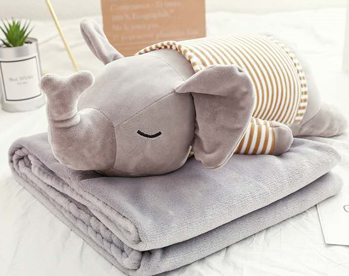 Lying Elephant Plush Toy Blanket