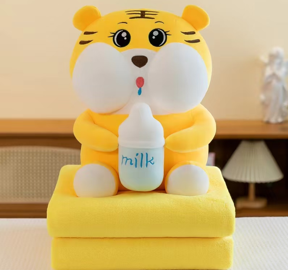 Nursing Bottle Tiger Plush Toy Blanket
