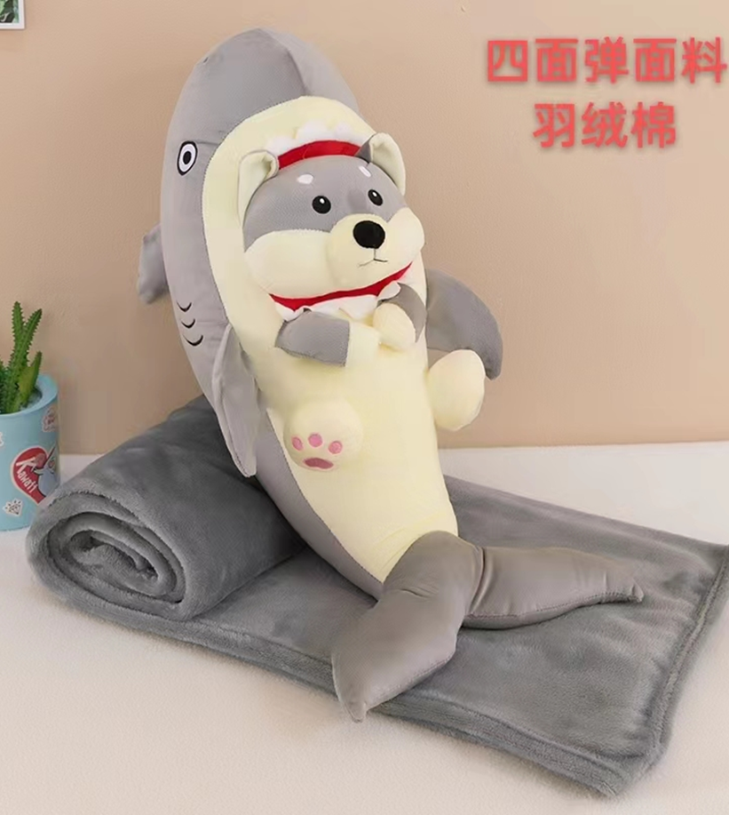 Shark Dog Plush Toy Blanket