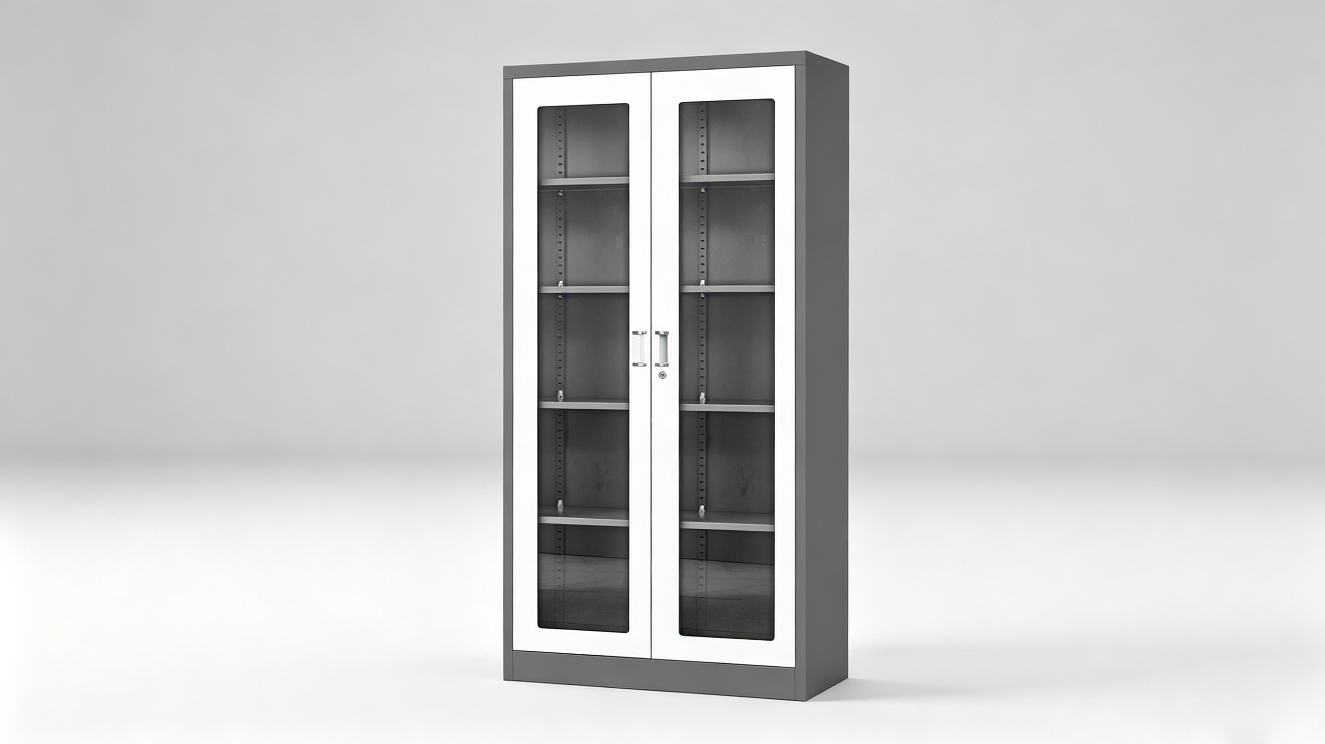 ZZTS-03 Pleated Multi-Tone Full-View Glass File Cabinet