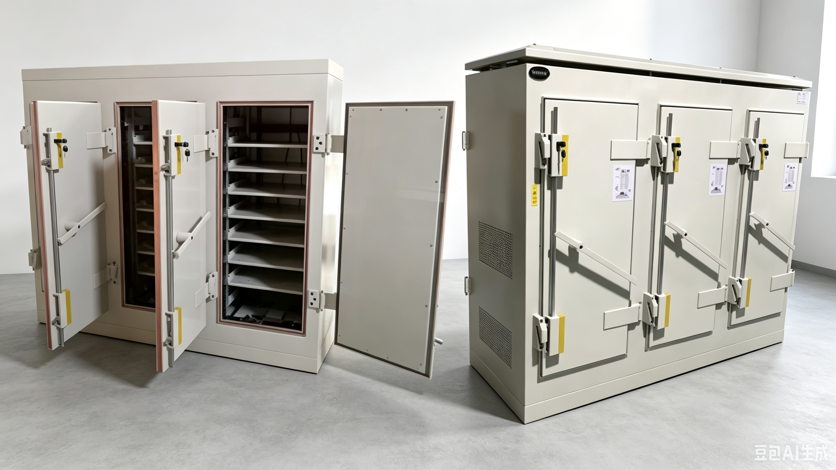Front-and-rear 3-door shielded cabinet
