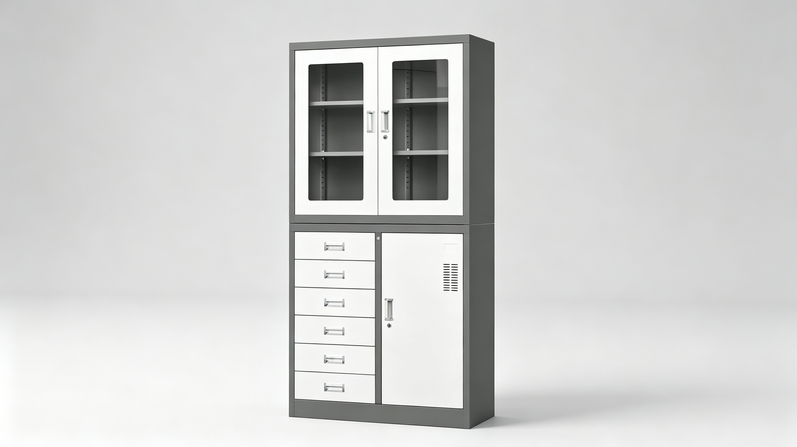ZZTS-05 6-Door Cabinet with Drawers and Multi-Tone Pleated Design