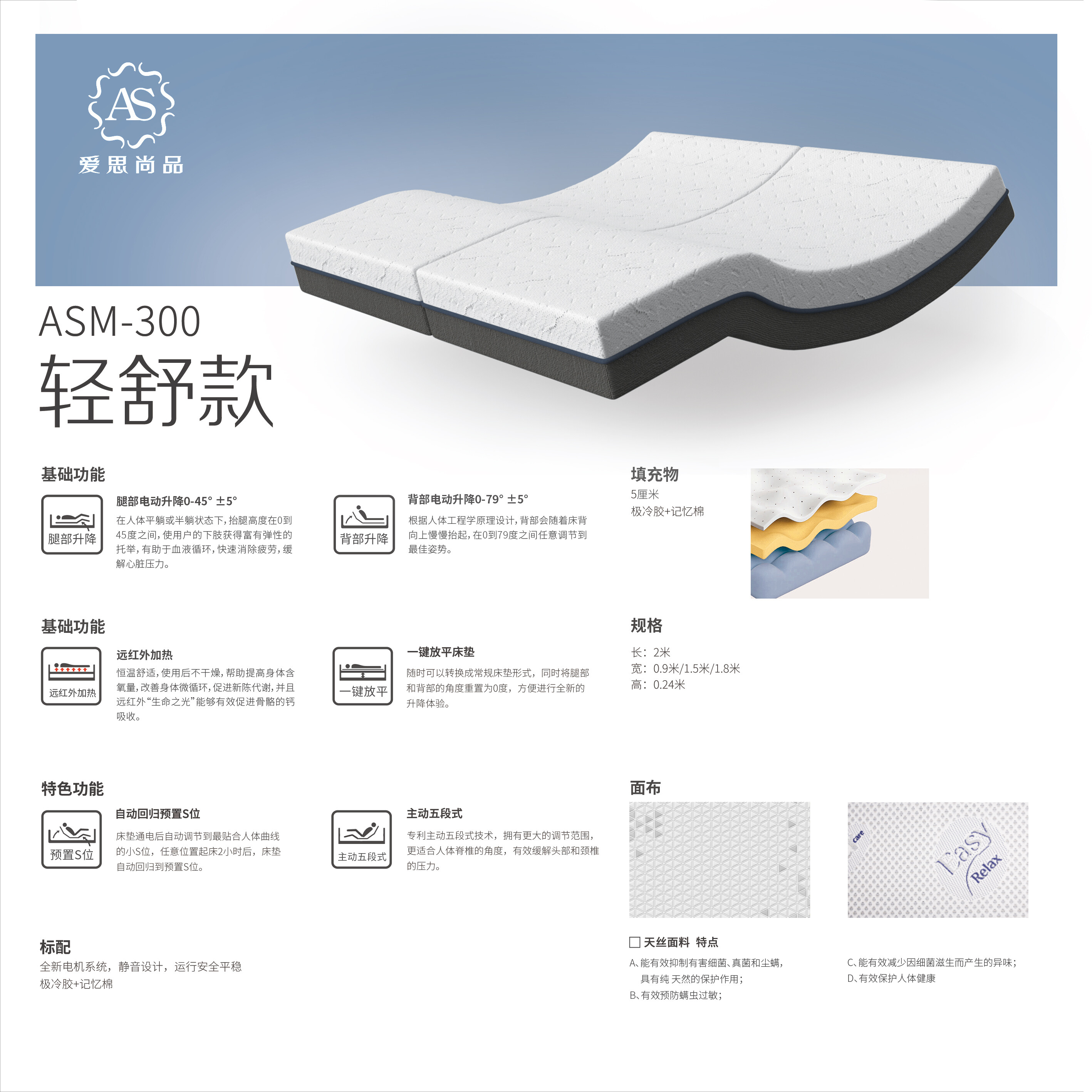 ASM300 轻舒款智能床垫 详情图 1