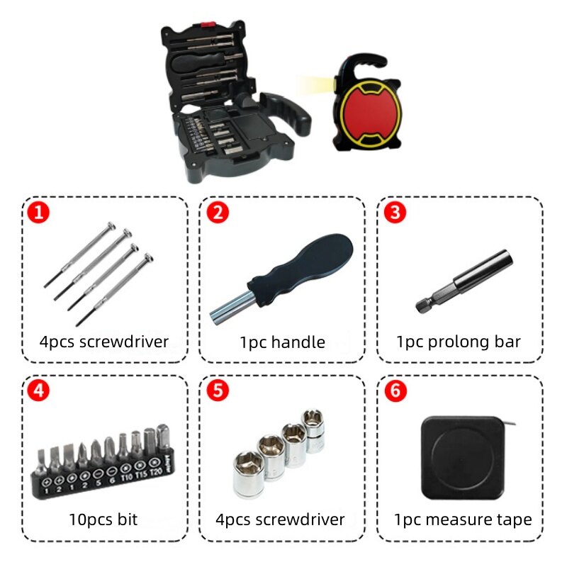 21-Piece Manual Tool Set with LED Light view 3