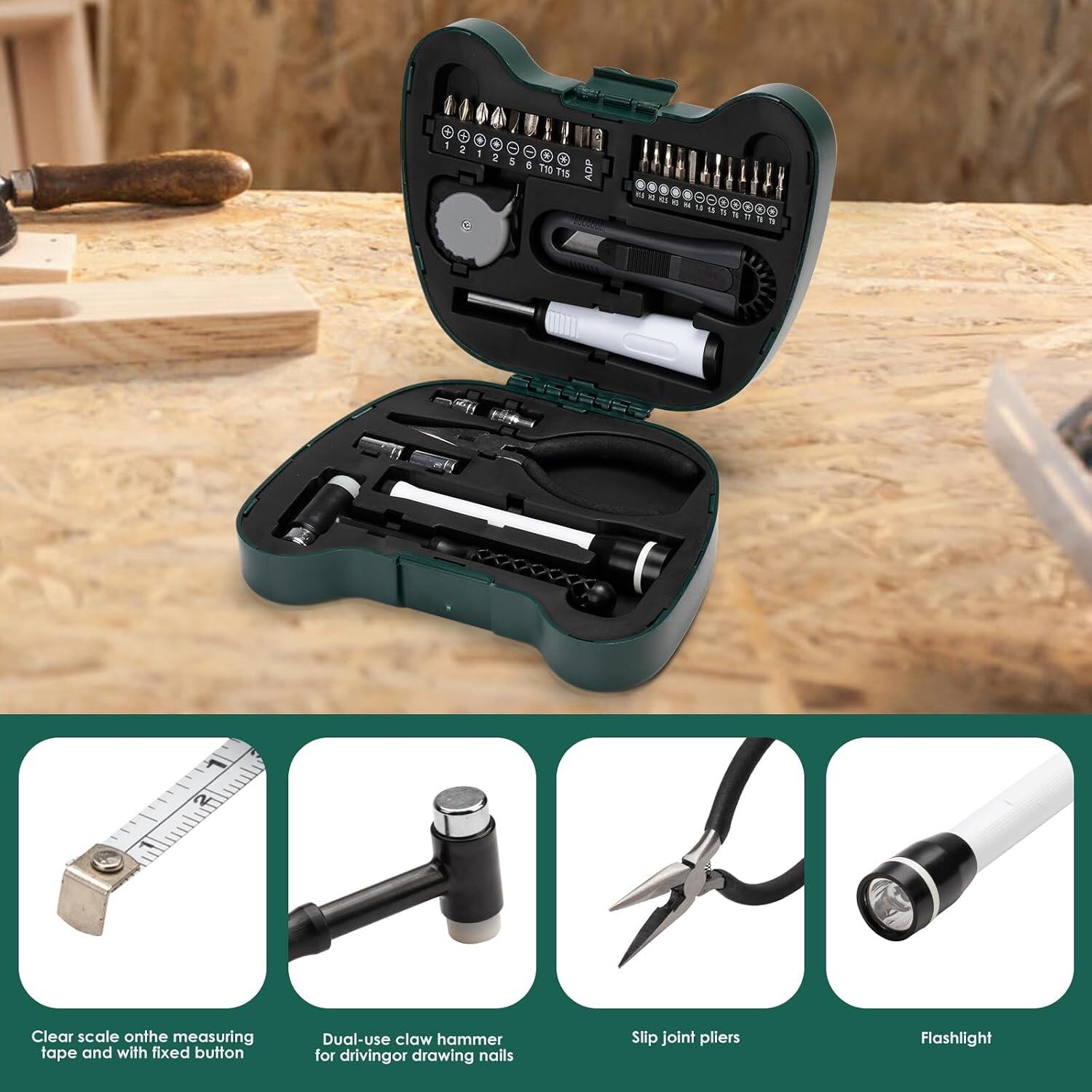 Household & Office Use Complete Hand Tool Set with Bit Holder and Tool Box scenario 1