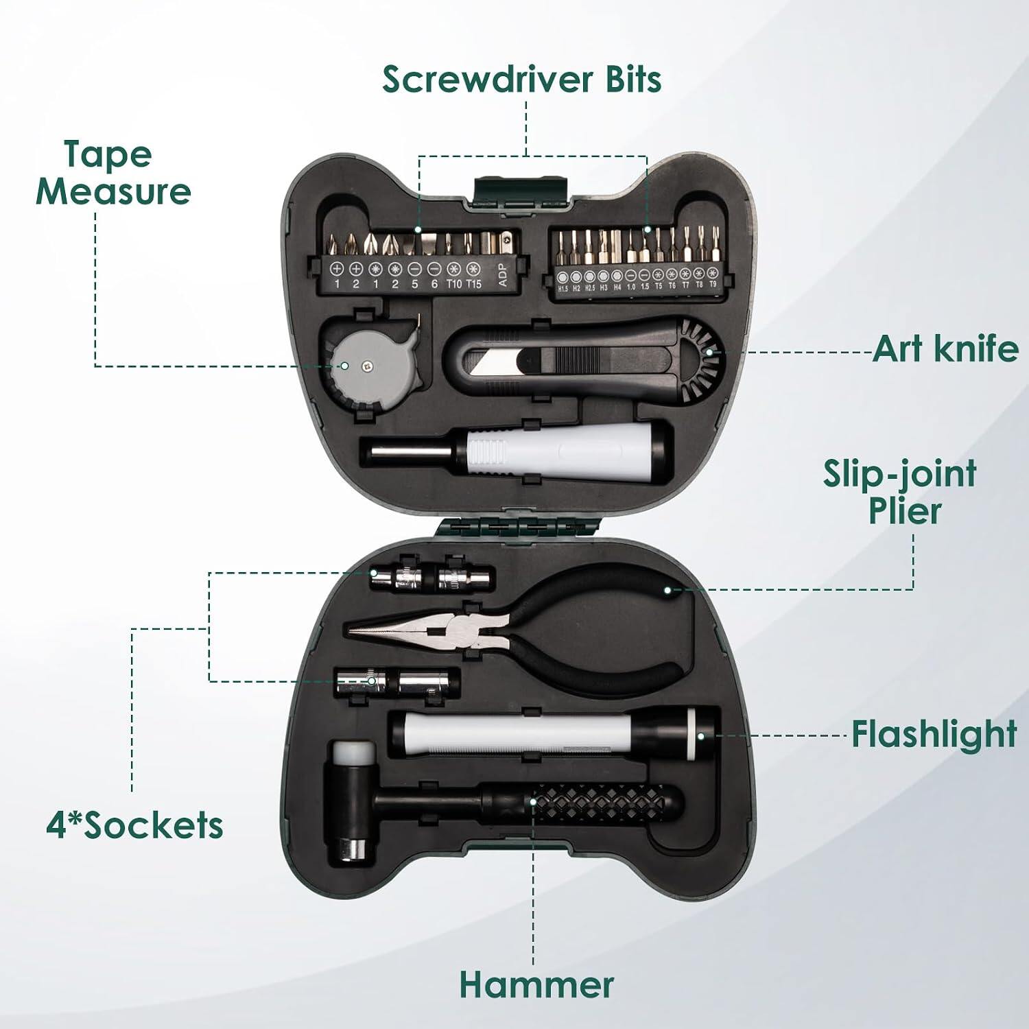 Household & Office Use Complete Hand Tool Set with Bit Holder and Tool Box view 2