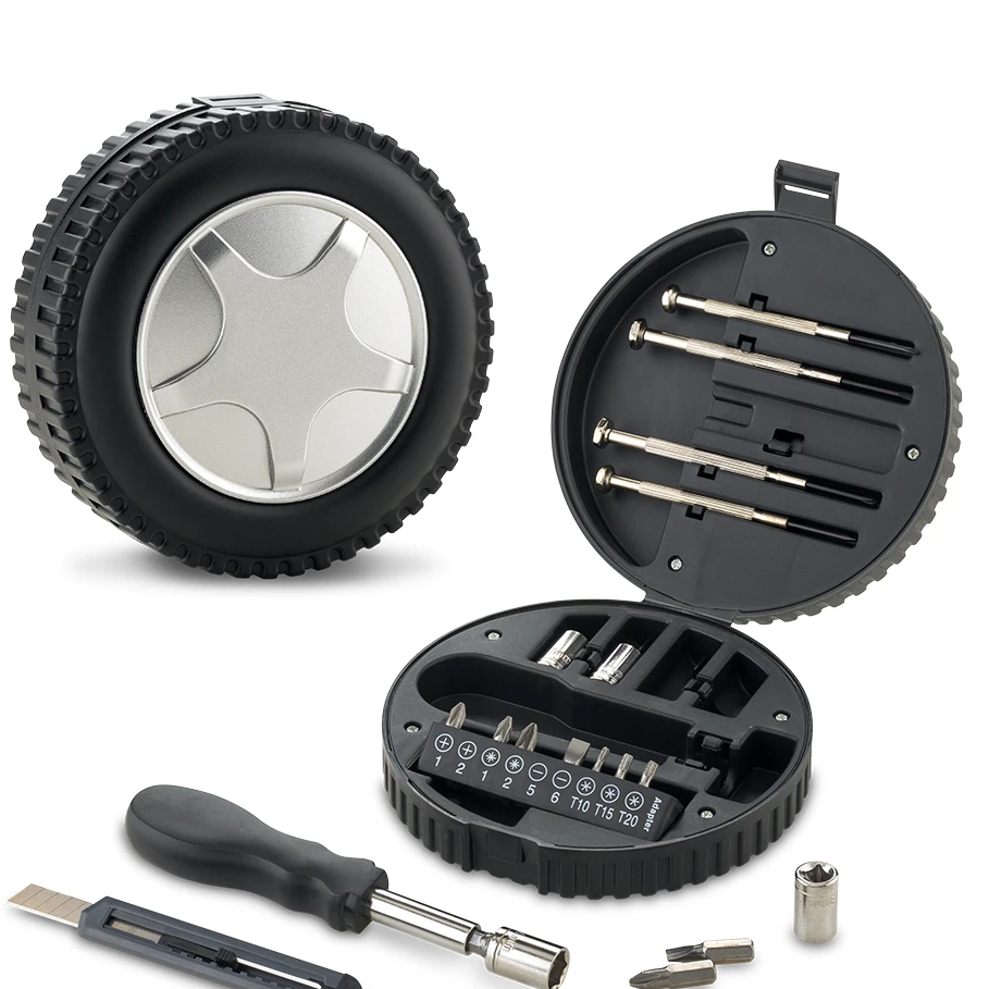 Tire-Shaped Portable Combined Tool Set 20 Pieces scenario 1