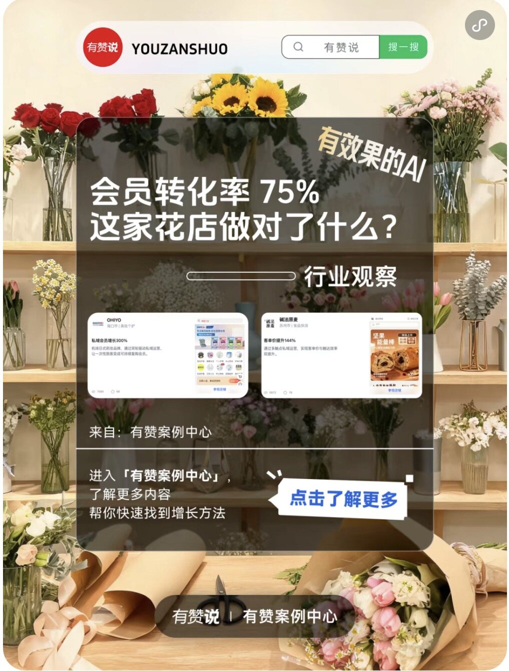 聚微科技·有赞西安营销与服务中心：会员注册转化率75%，配送订单占总订单量的45%，这家花艺店做对了什么？