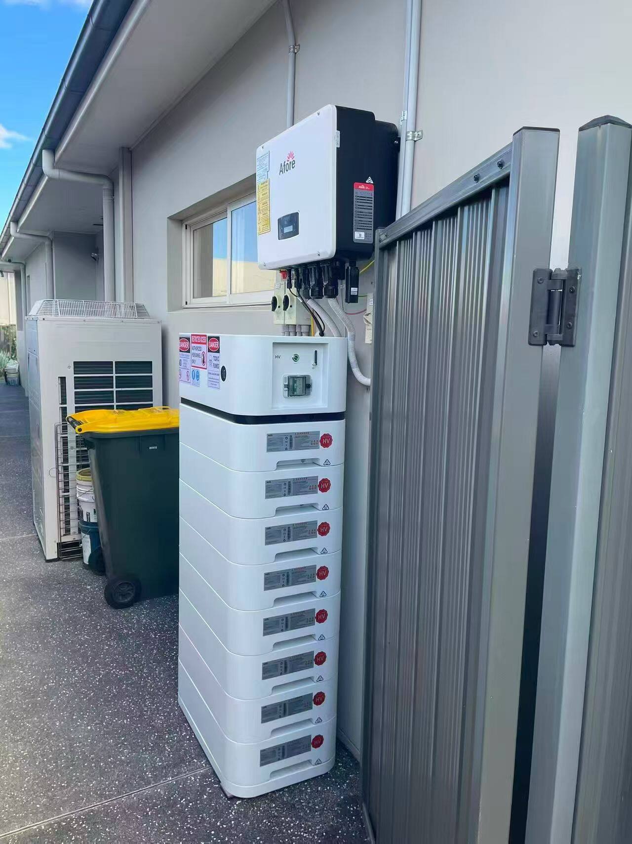 Afore high-capacity stackable battery outdoor corridor installation