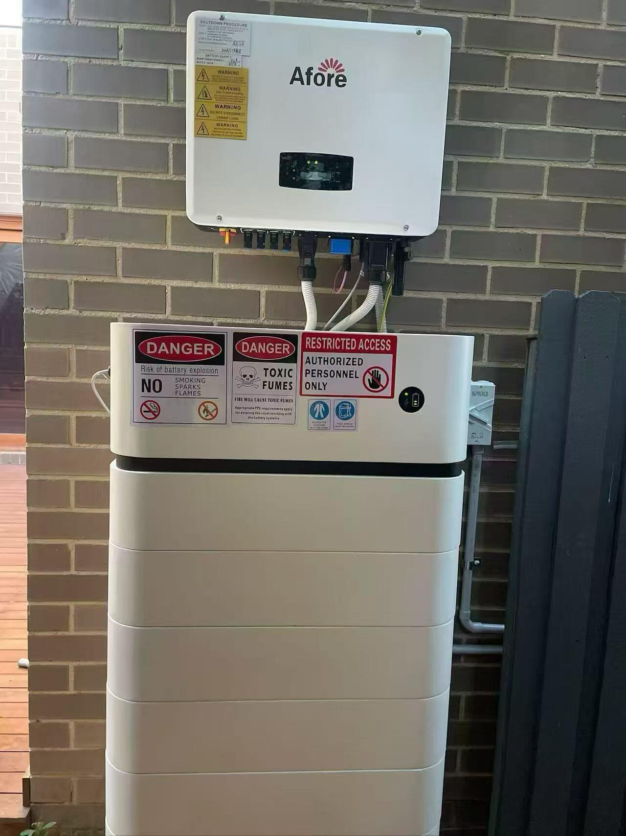 Afore stackable battery system brick wall installation