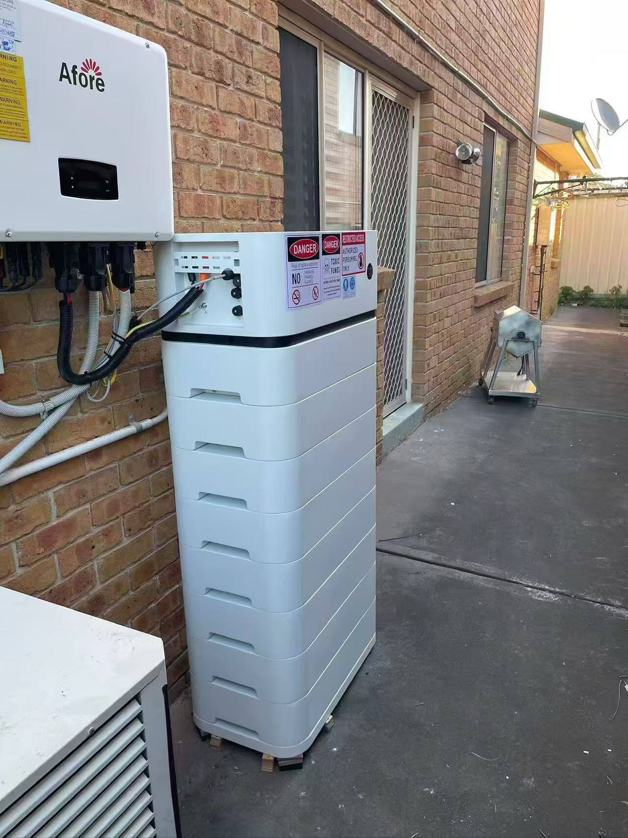 Dual UZ batteries with Deye inverter grey wall installation