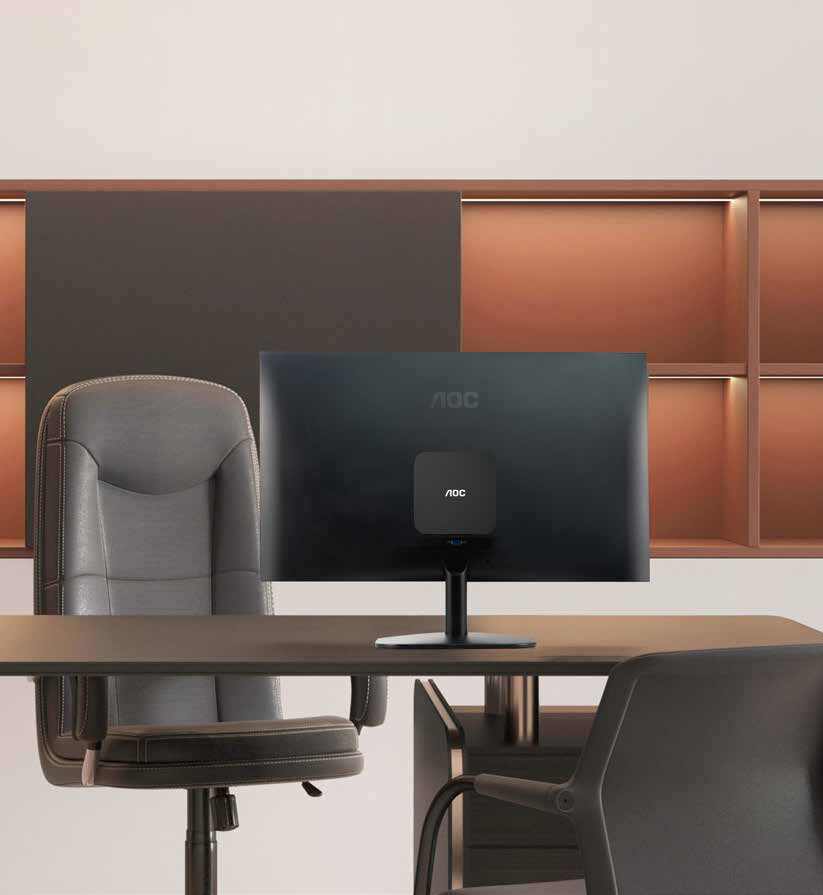 AOC M1 setup illustration (monitors and accessories shown for context, supplied configuration confirmed by quotation)